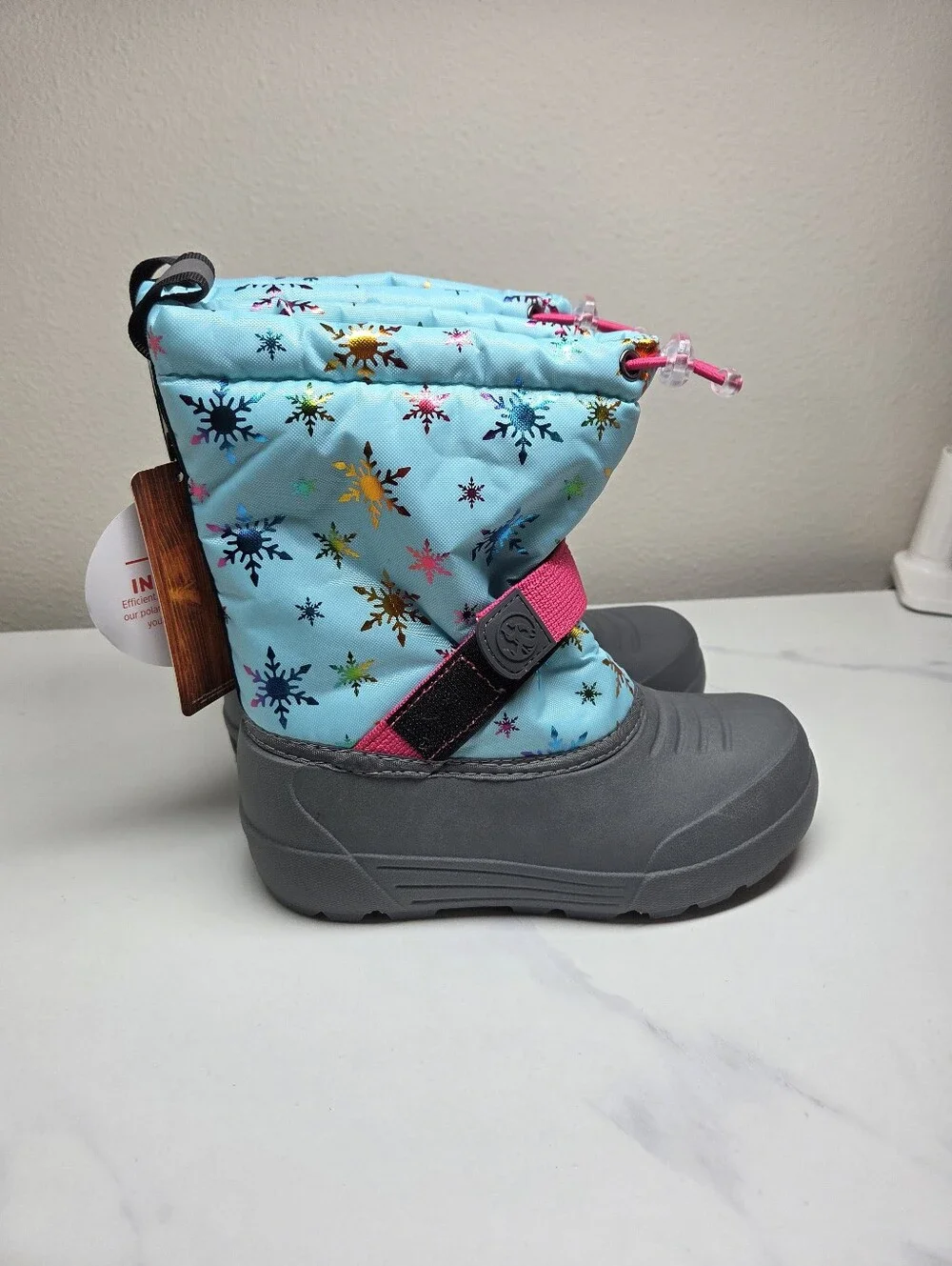 Northside Kids Frosty Polar Snow Boots Blue Multi Snowflake Size 1 NIB NWT